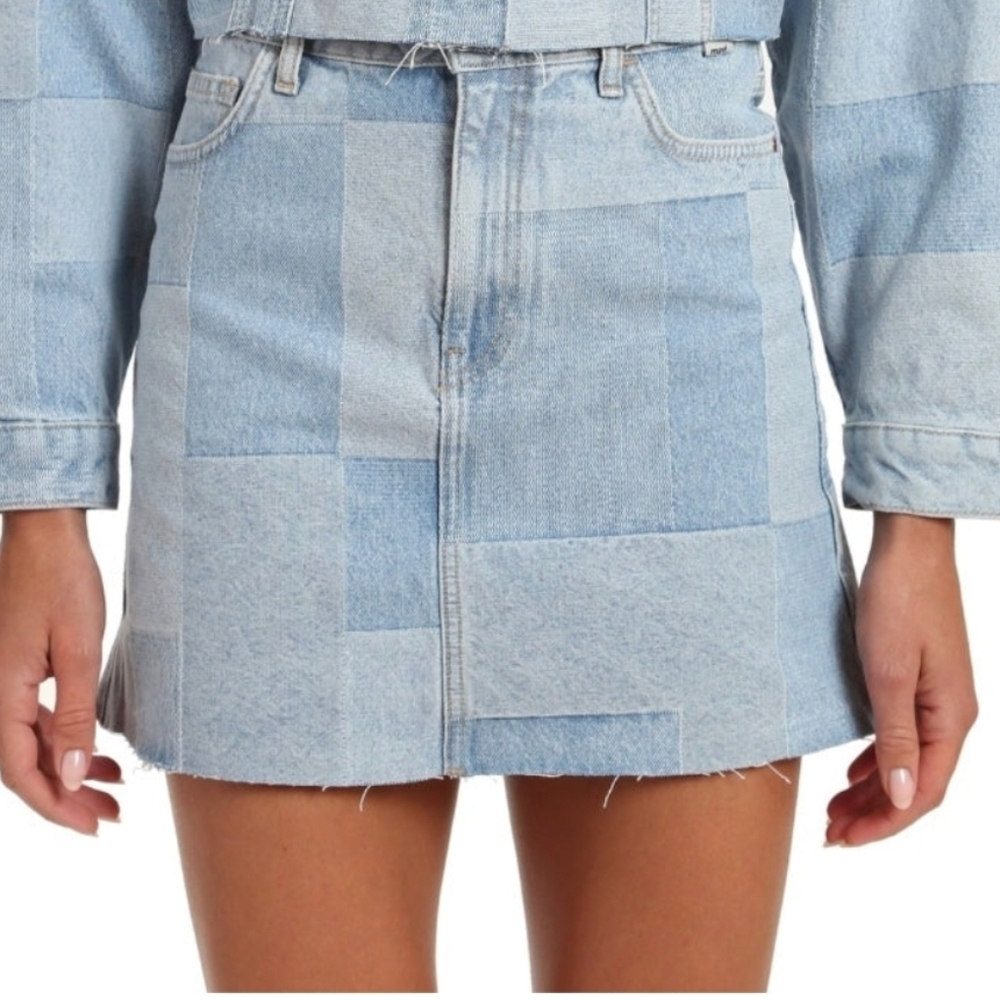 Mavi Denim Patchwork Mini Skirt